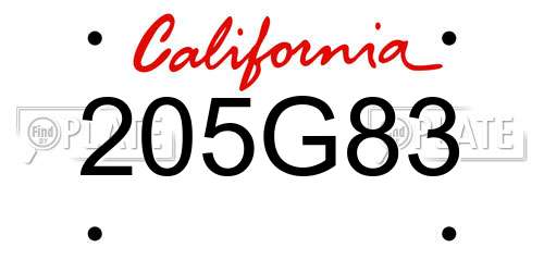 205G83 California License Plate