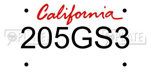 205GS3 California License Plate