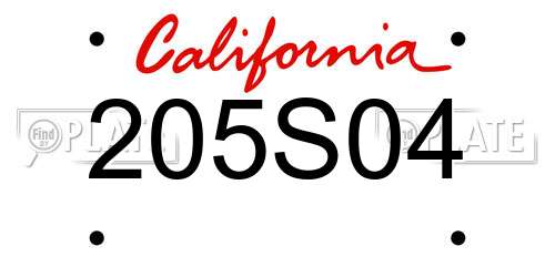 205S04 California License Plate