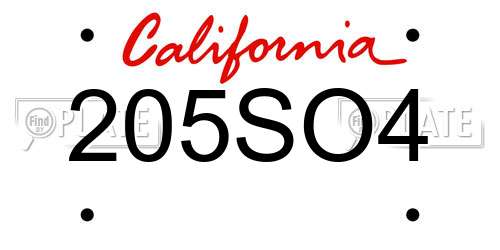 205SO4 California License Plate