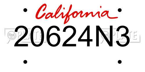 20624N3 California License Plate