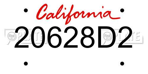 20628D2 California License Plate