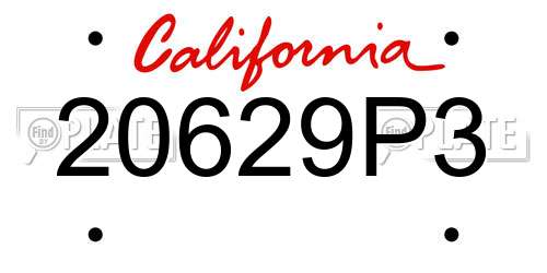 20629P3 California License Plate