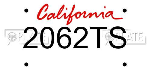 2062TS California License Plate