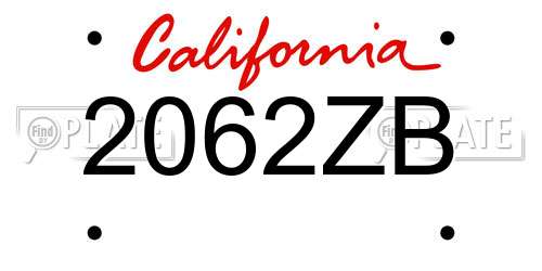 2062ZB California License Plate
