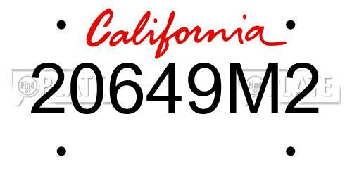 20649M2 California License Plate
