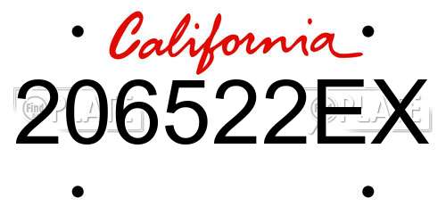 206522EX California License Plate