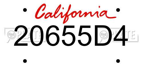 20655D4 California License Plate