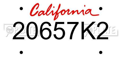 20657K2 California License Plate