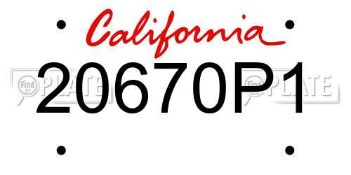 20670P1 California License Plate