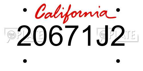 20671J2 California License Plate