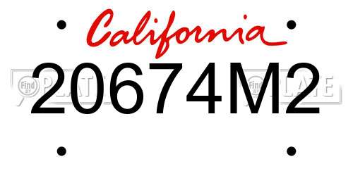 20674M2 California License Plate