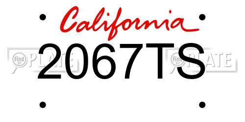 2067TS California License Plate