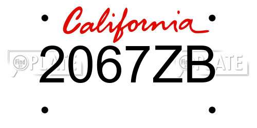 2067ZB California License Plate