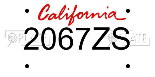 2067ZS California License Plate