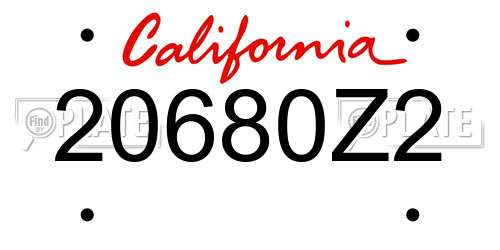 20680Z2 California License Plate