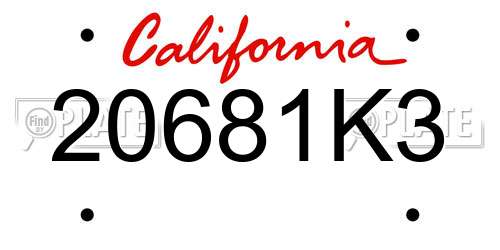 20681K3 California License Plate