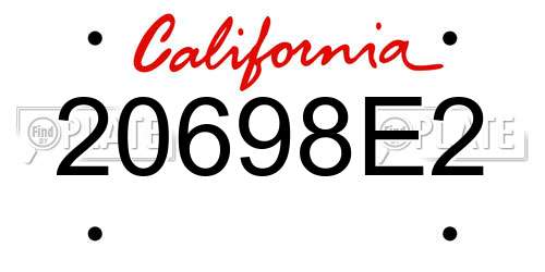 20698E2 California License Plate