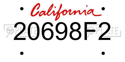 20698F2 California License Plate