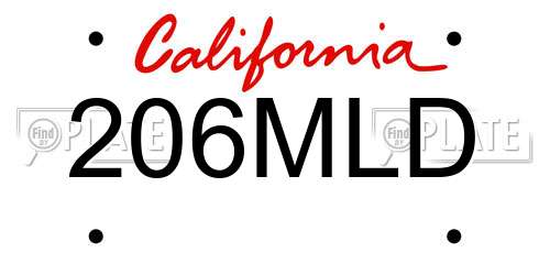 206MLD California License Plate