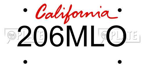 206MLO California License Plate