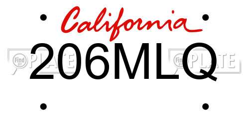 206MLQ California License Plate
