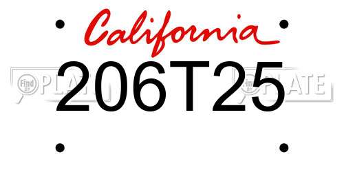 206T25 California License Plate