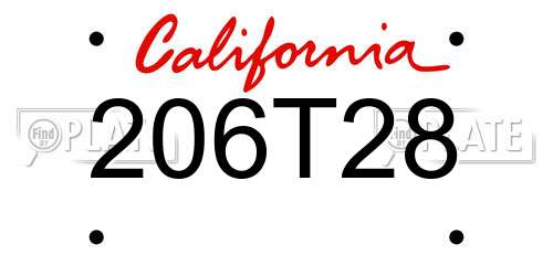 206T28 California License Plate