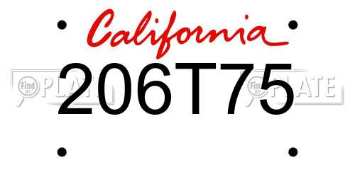 206T75 California License Plate