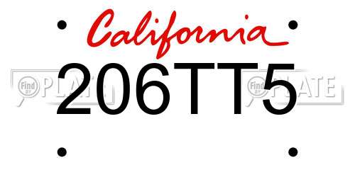 206TT5 California License Plate