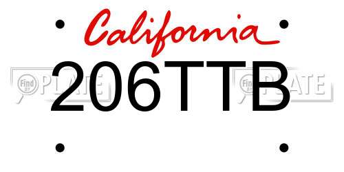206TTB California License Plate