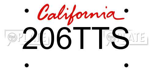 206TTS California License Plate
