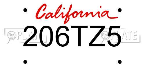 206TZ5 California License Plate