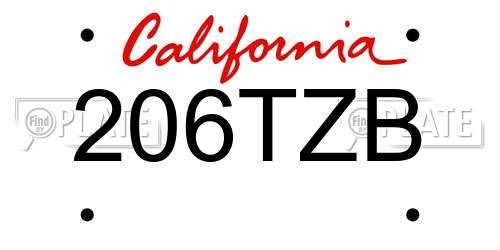 206TZB California License Plate