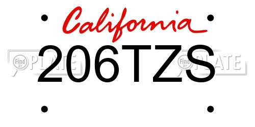 206TZS California License Plate