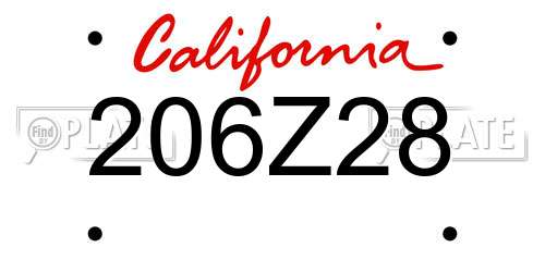 206Z28 California License Plate