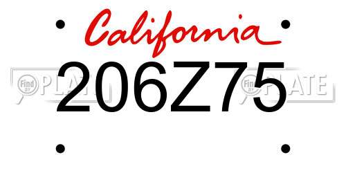 206Z75 California License Plate