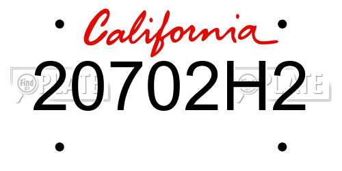20702H2 California License Plate