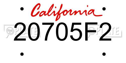 20705F2 California License Plate