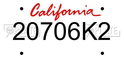 20706K2 California License Plate