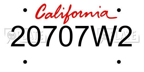 20707W2 California License Plate
