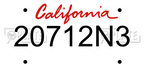 20712N3 California License Plate