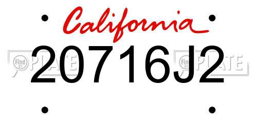 20716J2 California License Plate