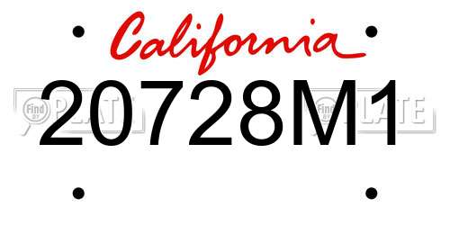 20728M1 California License Plate