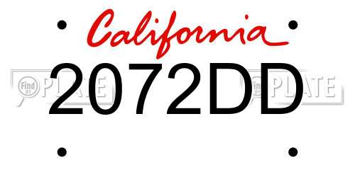 2072DD California License Plate