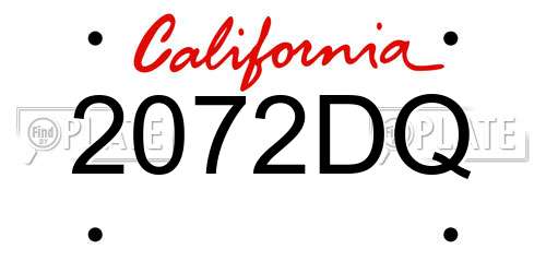 2072DQ California License Plate