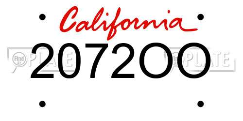 2072OO California License Plate