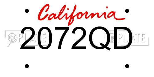 2072QD California License Plate