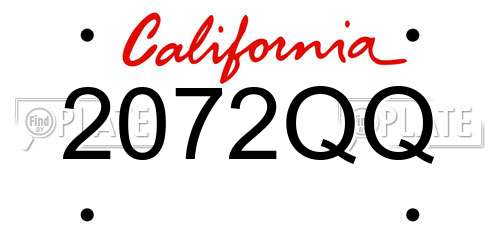 2072QQ California License Plate