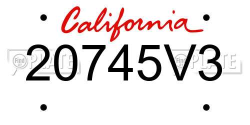 20745V3 California License Plate